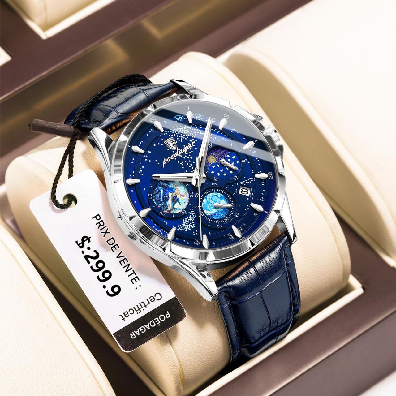 POEDAGAR 916 – Montre de Luxe pour Homme. Élégance & Confiance au poignet